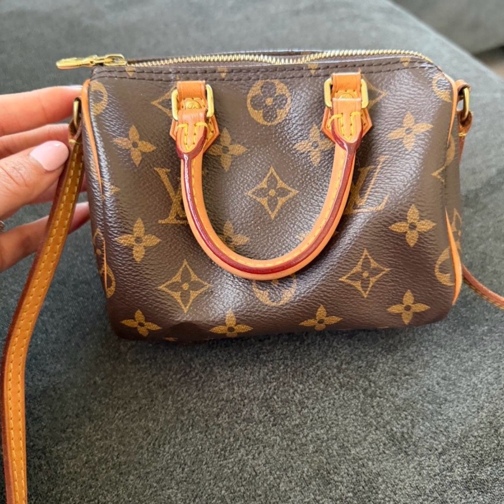 Louis Vuitton Monogram Mini Satchel in Brown with Tan Trim